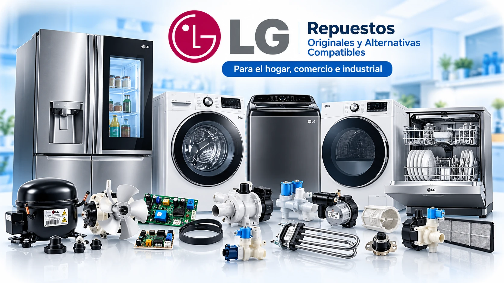 Línea de electrodomésticos LG: refrigeradores, lavadoras, secadoras y lavavajillas